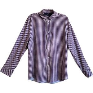 Con.struct Mens Shirt Size Large Purple Stripes Slim Stretch Button-Up Easy Care